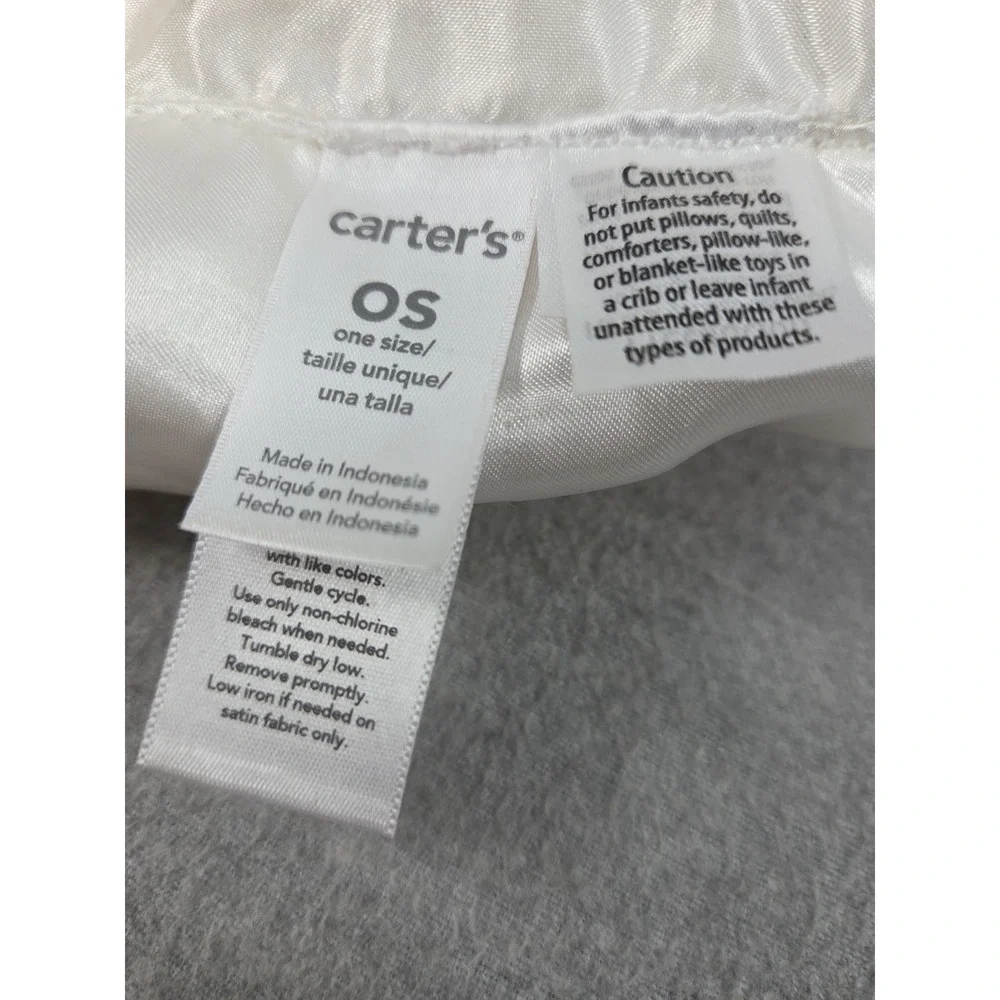 Carters Yellow Duck Lovey White Security Blanket Baby Plush Satin Back Trim NEW
